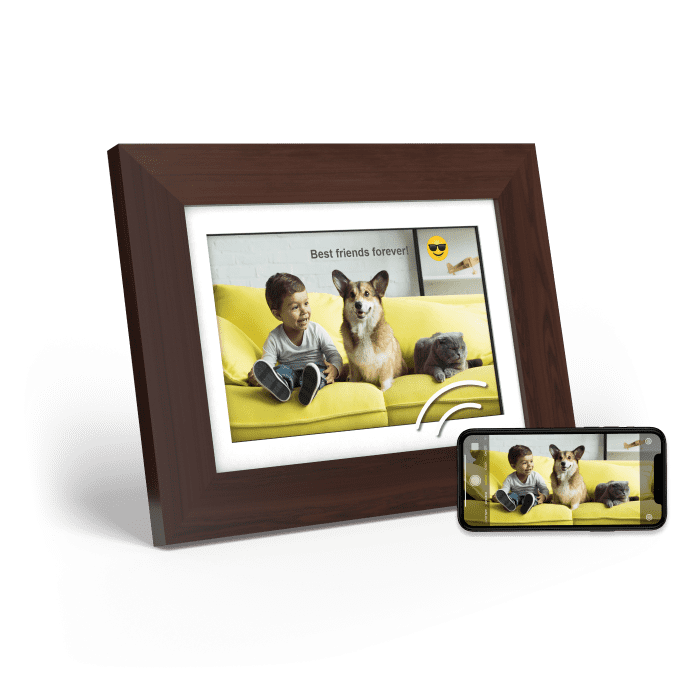 Brookstone PhotoShare 8" Espresso Wood Frame - Pictures from phone to frame